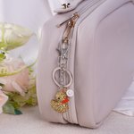 Personalized 3D Cute Rubber Ducky Glitter Keychain with Initial Pendant Anniversary Birthday Gift for Family Friends