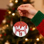 Gepersonaliseerd Ice Cream Drip Honkbal Kerstornament met Naam en Nummer Wedstrijddag Verjaardagscadeau voor Honkbal liefhebbers