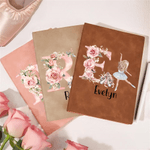Personalised Cartoon Ballet Girl PU Leather Notebook with Name and Initial Anniversary Birthday Gift for Friends Ballet Lovers