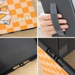 Personalised Reading Cartoon Character Checkerboard Pattern Kindle Page Turner Case with Name and Text Birthday Gift for Reader Book Lover