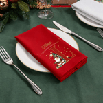 Personalised Cartoon Santa Claus Christmas Tree Initial 100% Cotton Reusable Napkin with Name Holiday Table Decor Christmas Gift for Family Friends