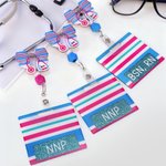 Personalised NICU Baby Blanket Pattern Stethoscope Bow Retractable Badge Reel with Name and Buddy Birthday Christmas Gift for Nurse Doctor