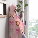 Personalised Softball Baseball Bow Multicolour Soft Hooded Blanket with Name Home Decor Birthday Game Day Gift for Girl Sports Lover