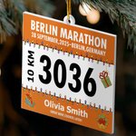 Adorno colgante acrílico personalizado con dorsal y nombre y número para el árbol de Navidad Regalo inolvidable para corredores de maratón