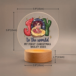 Personalised Joy To The World My First Christmas LED Night Light with Name Year and Wood Base Room Decor Christmas Gift for Newborns Babies
