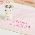 Personalised Cute Boy Bear Cow Fantasy Unicorn Soft Baby Security Blanket with Embroidered Name Birthday Baby Shower Gift for Newborns
