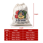 Personalized Joy To The World My First Christmas Canvas Drawstring Gift Bag with Name and Year Christmas Gift for Newborns