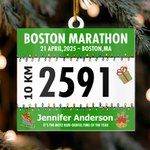 Adorno colgante acrílico personalizado con dorsal y nombre y número para el árbol de Navidad Regalo inolvidable para corredores de maratón