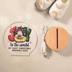 Personalised Joy To The World My First Christmas LED Night Light with Name Year and Wood Base Room Decor Christmas Gift for Newborns Babies