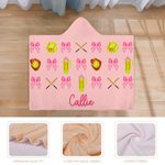 Personalised Softball Baseball Bow Multicolour Soft Hooded Blanket with Name Home Decor Birthday Game Day Gift for Girl Sports Lover