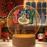 Personalised Joy To The World My First Christmas LED Night Light with Name Year and Wood Base Room Decor Christmas Gift for Newborns Babies