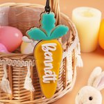 Personalised Carrot Multicolour Acrylic Basket Tag with Name Birthday Easter  Gift for Boys Girls