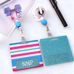 Personalised NICU Baby Blanket Pattern Stethoscope Bow Retractable Badge Reel with Name and Buddy Birthday Christmas Gift for Nurse Doctor