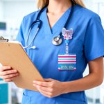 Personalised NICU Baby Blanket Pattern Stethoscope Bow Retractable Badge Reel with Name and Buddy Birthday Christmas Gift for Nurse Doctor