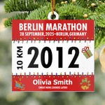 Adorno colgante acrílico personalizado con dorsal y nombre y número para el árbol de Navidad Regalo inolvidable para corredores de maratón