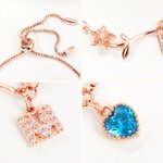 Henkilökohtainen Syntymä Kukka Sydän Birthstone Rannekoru Initial riipus Syntymäpäivä joululahja naisille