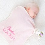 Personalised Cute Boy Bear Cow Fantasy Unicorn Soft Baby Security Blanket with Embroidered Name Birthday Baby Shower Gift for Newborns