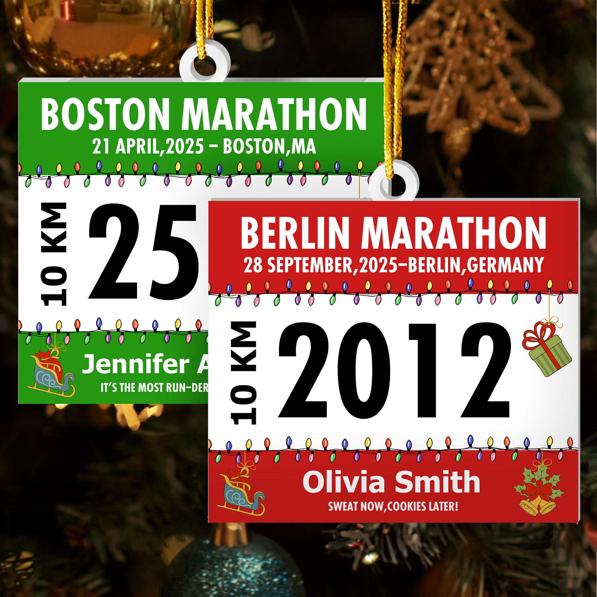 Personalised Race Bib Design Acrylic Hanging Ornament with Name and ...