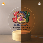 Personalised Joy To The World My First Christmas LED Night Light with Name Year and Wood Base Room Decor Christmas Gift for Newborns Babies