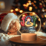 Personalised Joy To The World My First Christmas LED Night Light with Name Year and Wood Base Room Decor Christmas Gift for Newborns Babies
