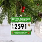 Adorno colgante acrílico personalizado con dorsal y nombre y número para el árbol de Navidad Regalo inolvidable para corredores de maratón