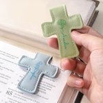 Personalised Birth Flower PU Leather Cross Magnetic Bookmark Clip with Name Reading Supplies First Communion Baptism Gift for Christians Bookworms