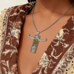 Personligt Western-Style Cow Skull Monogram Halsband Födelsedagspresent för Cowboys Cowgirls