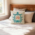 Personnalisé Chinoiserie Coastal Grandmother Monogram Throw Pillow Cover Home Decor Birthday Anniversary Gift for Family Friends