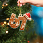 Seis siete galletas personalizadas Sombrero de Papá Noel Acrílico Adorno de Navidad con nombre y año Decoración del árbol Regalo de Navidad para Gen Z Tween