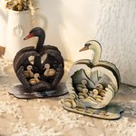 Personalised Swan Family Wooden Ornament with Text and Date Home Decor Mother's Day Christmas Birthday Gift for Mom