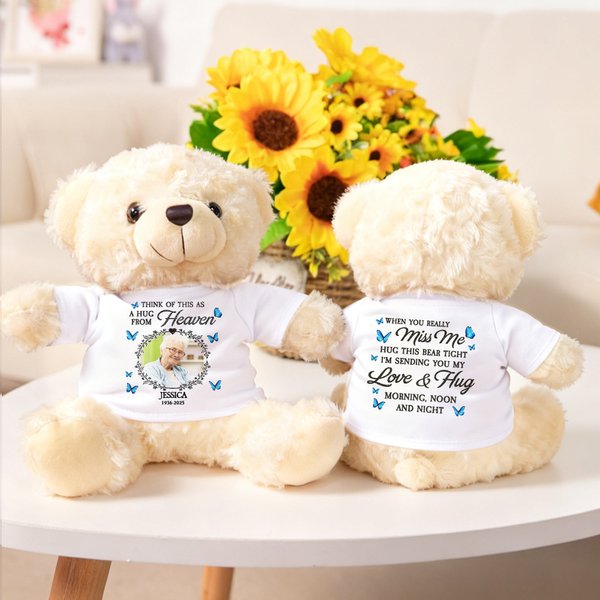 Personalisierte Schmetterling Vogel Plüsch Plüschbär mit Foto T-shirt Hoodie Name und Jahr Memorial Geburtstagsgeschenk für Kinder