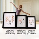 Personalised Ballet Girl Flower Wooden Shadow Box Photo Frame Competition Pin Storage with Initial and Name Birthday Christmas Gift for Ballet Lovers