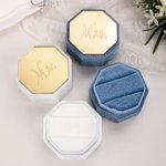 Personalisierte Samt Vintage Octagon Ring Box mit Namen Initial und Datum Hochzeit Vorschlag Verlobung Zeremonie Geschenk für Newlyweds Braut Paare