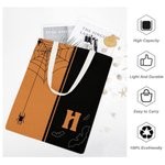 Personalisierte Colorblock beängstigend Spinnennetz Fledermaus wiederverwendbare Canvas Tasche mit anfänglichen Halloween Thema Party Geschenk für Goth Lovers Freunde