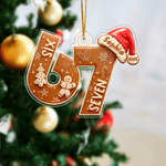 Seis siete galletas personalizadas Sombrero de Papá Noel Acrílico Adorno de Navidad con nombre y año Decoración del árbol Regalo de Navidad para Gen Z Tween