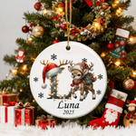 Personalised Cute Christmas Reindeer Ceramic Ornament with Name and Year Home Tree Decor Christmas Gift for Kids