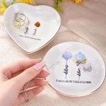 Personalised Birth Flower Friendship Ceramic Ring Dish Jewellery Tray with Name and Text Birthday Wedding Gift for Best Friends Bridesmaids