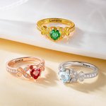 Personalized Butterfly Heart Birthstone Ring with Name Jewelry Daily Wear Birthday Memorial Christmas Gift for Friends Girls
