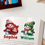 Personalised Cute Snowman Magnetic Bookmark Clip with Name and Year Reading Supplies Christmas Gift for Book Lovers Bookworms