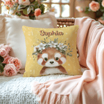 Personalised Wreath Animal Soft Cushion Cover with Name Home Decor Christmas Birthday Gift for Boys Girls