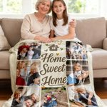 Personalized Sweet Home 7 Photos Soft Throw Blanket with Text Home Decor Christmas Birthday Gift for Family