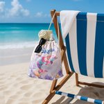 Personalised Watercolor Ocean Animals Oversized Quick Dry Beach Towel with Name Summer Vacation Accessory Birthday Gift for Family Friends