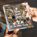 Personalizzato Home Sweet Home Sette-Grid Photos Square Acrylic Plaque Desk Decor Compleanno Anniversario Regalo di Natale per la famiglia