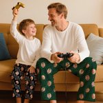 Zampe di zucca personalizzate con faccia a scacchiera Foto Pantaloni del pigiama lunghi con coulisse Halloween Natale Regalo di compleanno per bambini Donne Uomini Amanti degli animali domestici