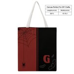 Personalisierte Colorblock beängstigend Spinnennetz Fledermaus wiederverwendbare Canvas Tasche mit anfänglichen Halloween Thema Party Geschenk für Goth Lovers Freunde
