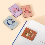 Personalized Birth Flower Cartoon Character PU Leather Magnetic Bookmark Clip with Initial and Name Birthday Gift for Book Lovers Bookworms