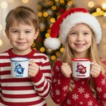 Personalised Cute Christmas Snowman Multicolor 12 oz Enamel Mug with Name and Year Christmas Gift for Family Kids