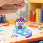 Porte-clés NFC personnalisé en forme de botte pour sac d'urgence avec nom et texte Utilisation quotidienne Cadeau de rentrée scolaire pour garçons filles