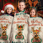 Personalised Christmas Cute Deer Soft Throw Blanket with Name Home Decor Christmas Gift for Kids Friends
