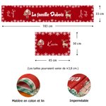 Chemin de Table Personnalisé avec Design de Noël Titre Textes et Noms Set de 4 ou 6 Napperons Inclus Cadeau Fêtes de Fin d'Année pour Famille
